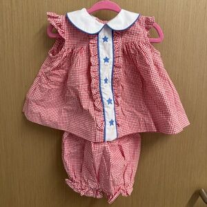 4th of July - Little English Red Gingham Short Set 9M